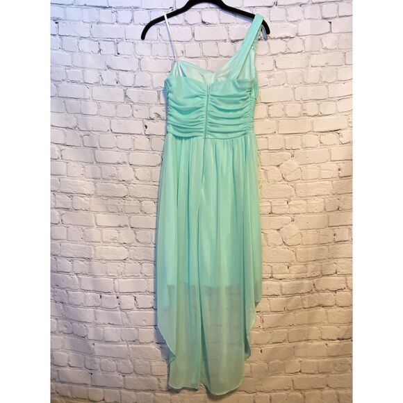 City Studio Formal Dress Size 5 Light Turquoise Bead Detail One Shoulder - Picture 2 of 14